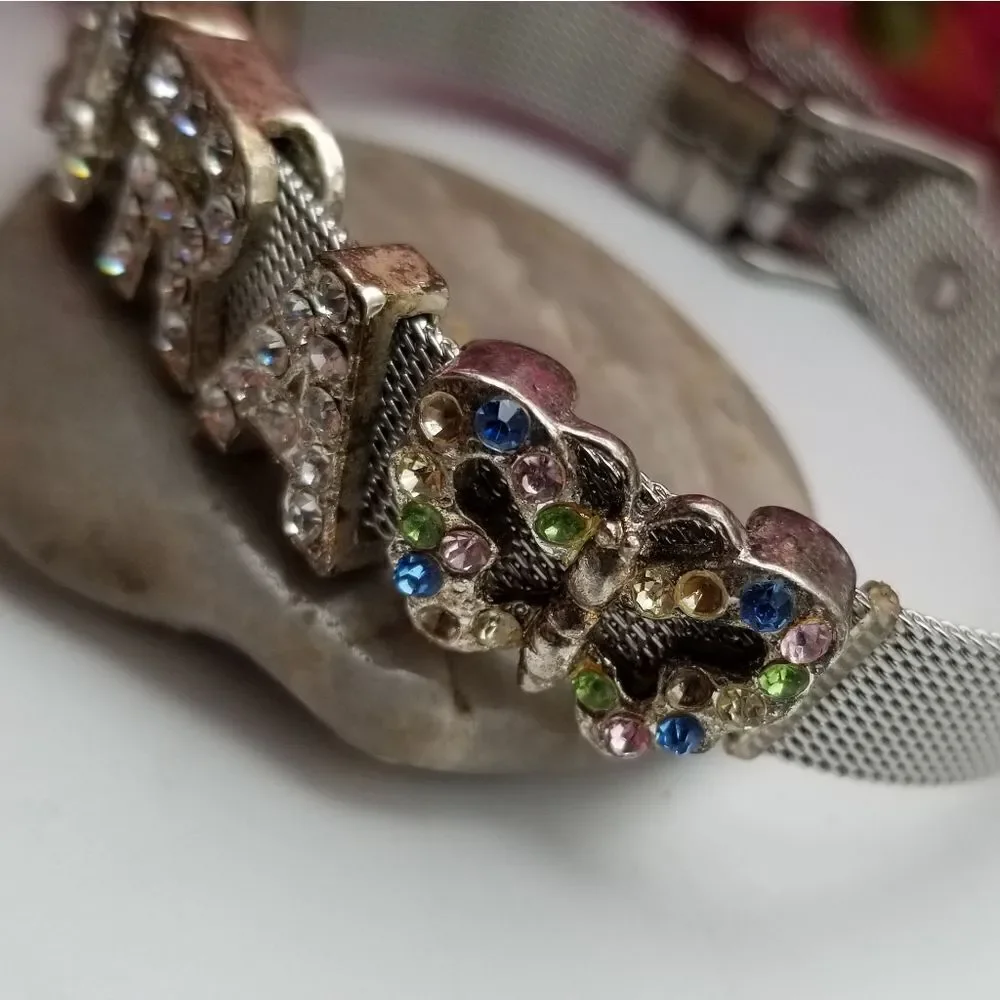 Laura Aurora borealis rainbow sparkle bracelet monogram name jewelry. B331